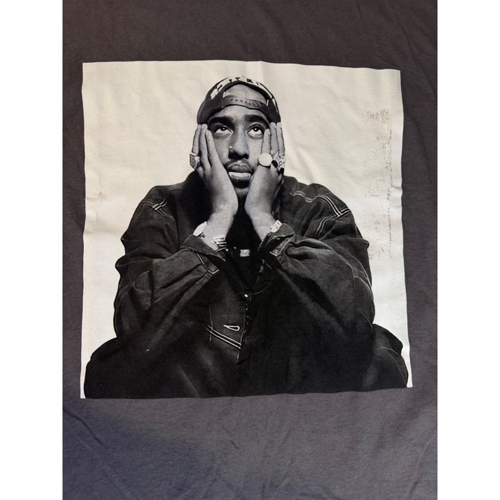 2Pac Tupac Shakur Graphic T-Shirt Mens Large Charcoal Gray Hip Hop Rap Tee - Picture 2 of 4